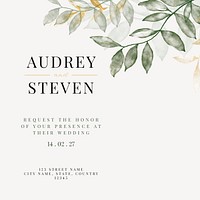 Botanical wedding Instagram post template, editable text vector