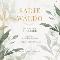 Botanical wedding Instagram post template, editable text vector