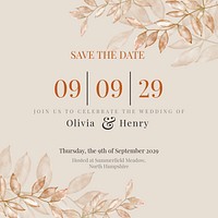 Autumn wedding Instagram post template, editable text vector