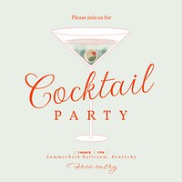 Cocktail party Instagram post template, editable text vector