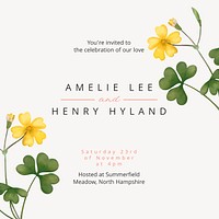 Summer wedding Instagram post template, editable text vector