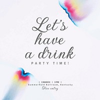 Cocktail party Instagram post template, editable text vector