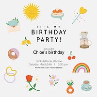 Birthday party Instagram post template, editable text vector