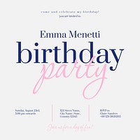 Birthday party Instagram post template, editable text vector