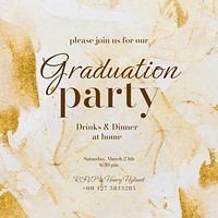 Graduation party Instagram post template, editable text vector