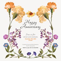 Anniversary party Instagram post template, editable text vector