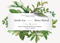 Wedding reception invitation card template, editable design psd