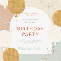 Birthday party Instagram post template, editable text vector