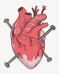 Nailed heart, abstract heartbreak illustration