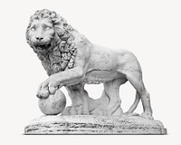 Medici lion sculpture, isolated animal image psd