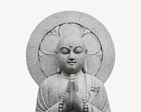 Japanese Buddha sculpture, isolated religious image psd