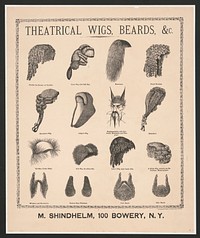 Theatrical wigs, beards, &c. M. Shindhelm, 100 Bowery, N.Y. (1870). Original from the Library of Congress.