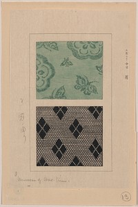 Ito nishiki (yarn brocade) Ra (Usumono gauze weave) design for kimonos on fabric (ca.1750-1900) print in high resolution. Original from Library of Congress. 