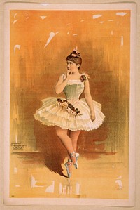 Ballerina in white costume with flowers in dance pose (1890). Original from the Library of Congress.