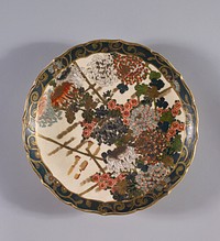 Plate with Foliated Rim and Design of Rough Fence with Chrysanthemums (late 19th century) earthenware in high resolution by Chin Jukan XII Original from the Saint Louis Art Museum. 