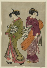 Geisha to hakoya (1777) by Kitao Shigemasa. Original from the Library of Congress.