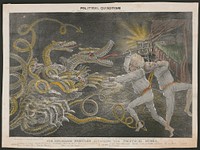 Political Quixotism shewing the consequences of sleeping in patent magic spectacles The diplomatic Hercules, attacking the poitical hydra (1833). Original from the Library of Congress.