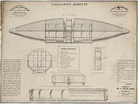  Lanteigne's system of aerial navigation, which used a continuous belt of sails to achieve propulsion (1853). Original from the Library of Congress.