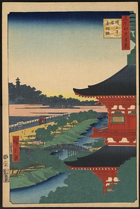 Zōjōji tō akabane (1857). Original public domain image from the Library of Congress.