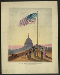 The flag that has waved one hundred years--A scene on the morning of the fourth day of July 1876. (1876). Original from the Library of Congress.