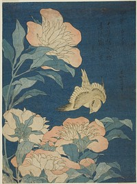 Hokusai's Canary and Peony. Original from The Art Institute of Chicago.