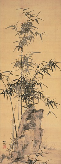 Bamboo and Rock during first half 19th century painting in high resolution by Yamamoto Baiitsu.  Original from the Minneapolis Institute of Art.