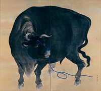 Black Bull during second half 19th century painting in high resolution by Mochizuki Gyokusen. Original from the Minneapolis Institute of Art.