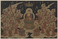 Welcoming Descent of Amida and Twenty Five Bodhisattvas during16th century print in high resolution.  Original from the Minneapolis Institute of Art.