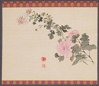 Chrysanthemum and Peony (1834) painting in high resolution by Urakami Shunkin. Original from the Minneapolis Institute of Art.