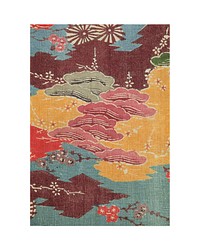 Fragment decorated with pine, plum, and chrysanthemum over stylized pine bark during 19th century textile in high resolution. Original from the Minneapolis Institute of Art.