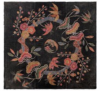 Wrapping cloth (uchikui) with circular floral design during 19th century textile in high resolution.  Original from The Minneapolis Institute of Art.