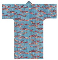 Light blue-ground Ryūkyūan robe (ryūso) decorated with cranes, pine trees, and cherry blossoms during 19th century clothing in high resolution.  Original from The Minneapolis Institute of Art.