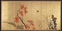 Autumn [left of a pair of Birds and Flowers in Spring and Autumn] (second half 19th century) painting in high resolution by Shibata Zeshin. Original from the Minneapolis Institute of Art.