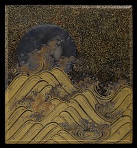 Writing box with moon and wave design during 18th century lacquer in high resolution. Original from the Minneapolis Institute of Art.