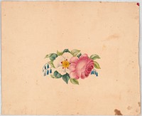 Flower arrangement with white rose, fuchsia, and petunia (1830). Original from the Library of Congress.