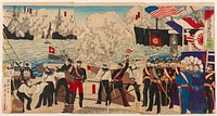 Great Naval Maneuvers in Taketoyo Bay (1890) print in high resolution by Shunsai Toshimasa. Original from the Saint Louis Art Museum. 