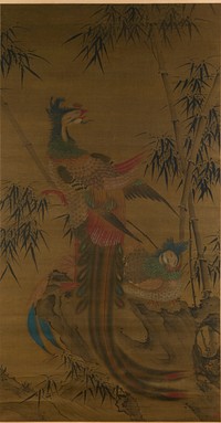 Phoenix and Bamboo (19th century) painting in high resolution by anonymous. Original from the Saint Louis Art Museum. 