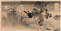 The Bravery of Captain Matsuzaki during the Great Fierce Battle at Anseong Crossing Anjōto daigekisen Matsuzaki taii yūmō (1894) print in high resolution by Mizuno Toshikata. Original from the Saint Louis Art Museum. 