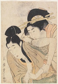 Prostitute and her Lover) (ca. 1800–1804) print in high resolution by Kitagawa Tsukimaro.  Original from The Minneapolis Institute of Art.