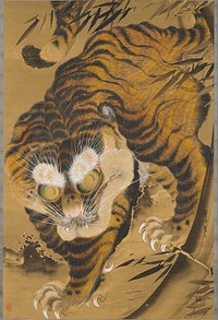 Tiger Emerging from Bamboo during late 18th century painting in high resolution by Katayama Yokoku. Original from the Minneapolis Institute of Art.