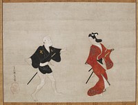 Young Samurai and a Manservant as Mitate of Huanshigong and Zhang Lian (ca. 1690) painting in high resolution by Hishikawa Moronobu.  Original from the Minneapolis Institute of Art.