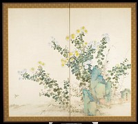 Fall (right of a pair of Flowers and Insects of Spring and Fall) during mid 19th century painting in high resolution by Yamamoto Baiitsu. Original from the Minneapolis Institute of Art.