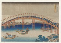 Tenma Bridge in Settsu Province (ca.1834) in high resolution by Katsushika Hokusai. Original from The Minneapolis Institute of Art.