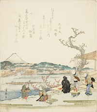 View of Mount Fuji from a tea house (c. 1820s) print in high resolution by Keisai Eisen. Original from The Art Institute of Chicago. 