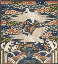 Badge (Hyungbae) of Upper Civil Rank with Two Cranes during Joseon dynasty (1392–1910) in the second half of 19th century.  