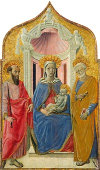 Madonna and Child Enthroned with Saint Peter and Saint Paul (ca. 1430) by Domenico di Bartolo.  