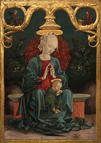 Madonna and Child in a Garden (ca. 1460–1470) by Cosmè Tura.  