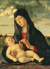 Madonna and Child in a Landscape (ca. 1480&ndash;1485) by Giovanni Bellini.  