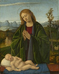 Madonna Adoring the Child (ca. 1520) by Marco Basaiti.  