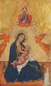 Madonna of Humility, The Blessing Christ, Two Angels, and a Donor (ca. 1380–1390) by Andrea di Bartolo.  